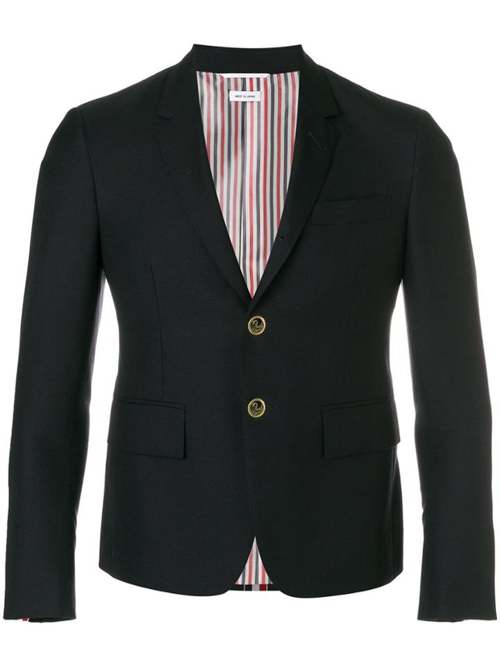 Thom Browne Center-back Stripe High Armhole Wool Sport Coat - Blue