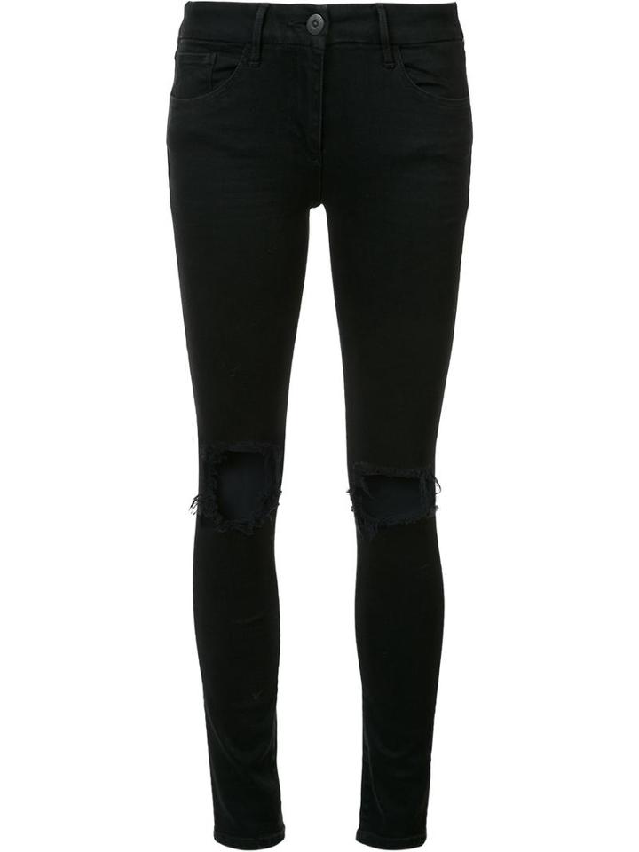 3x1 Ripped Jeans, Women's, Size: 24, Black, Cotton/polyurethane/spandex/elastane