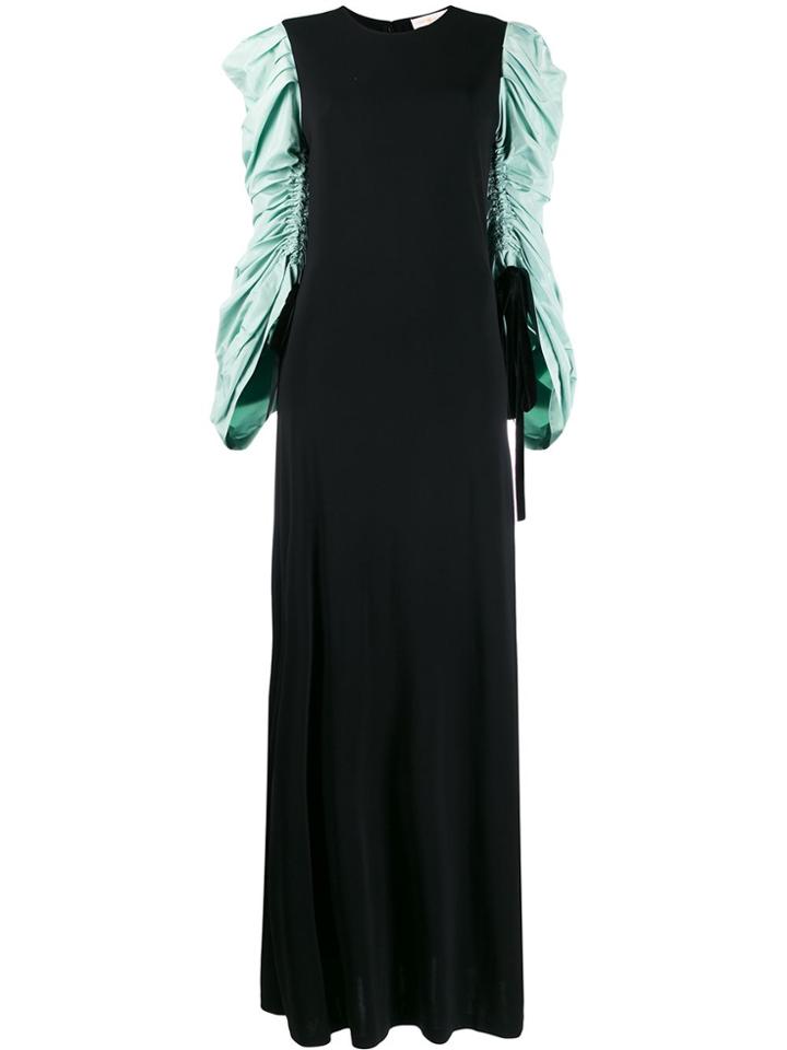 Tory Burch Gathered Sleeve Maxi Dress - Black