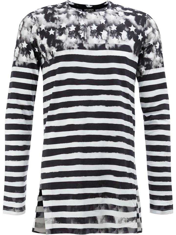 Balmain Striped U.s.a. Jumper - Black