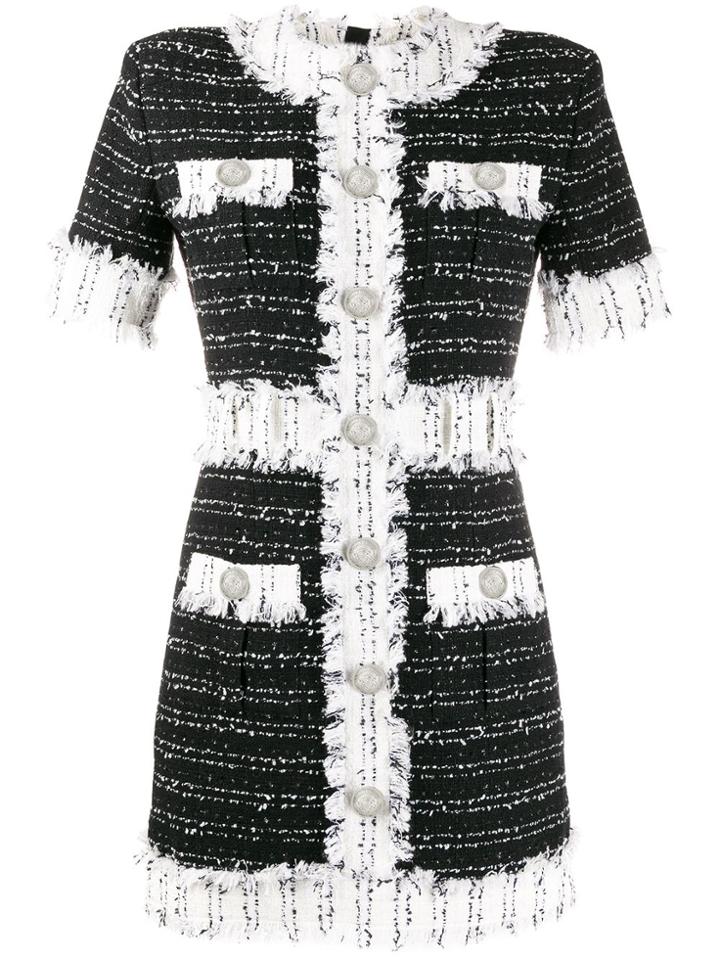 Balmain Tweed Short-sleeved Dress - Black