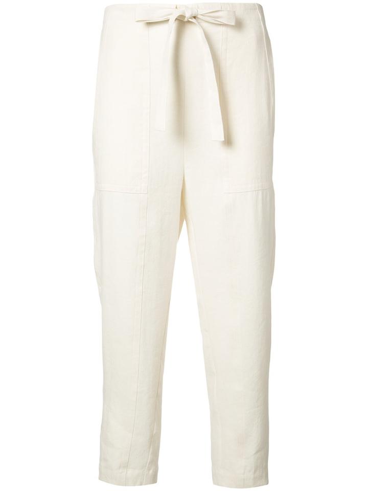 Vince - Paper Bag Easy Pants - Women - Silk/linen/flax - M, White, Silk/linen/flax