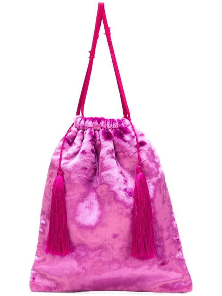 Attico Drawstring Pouch Tote - Pink & Purple