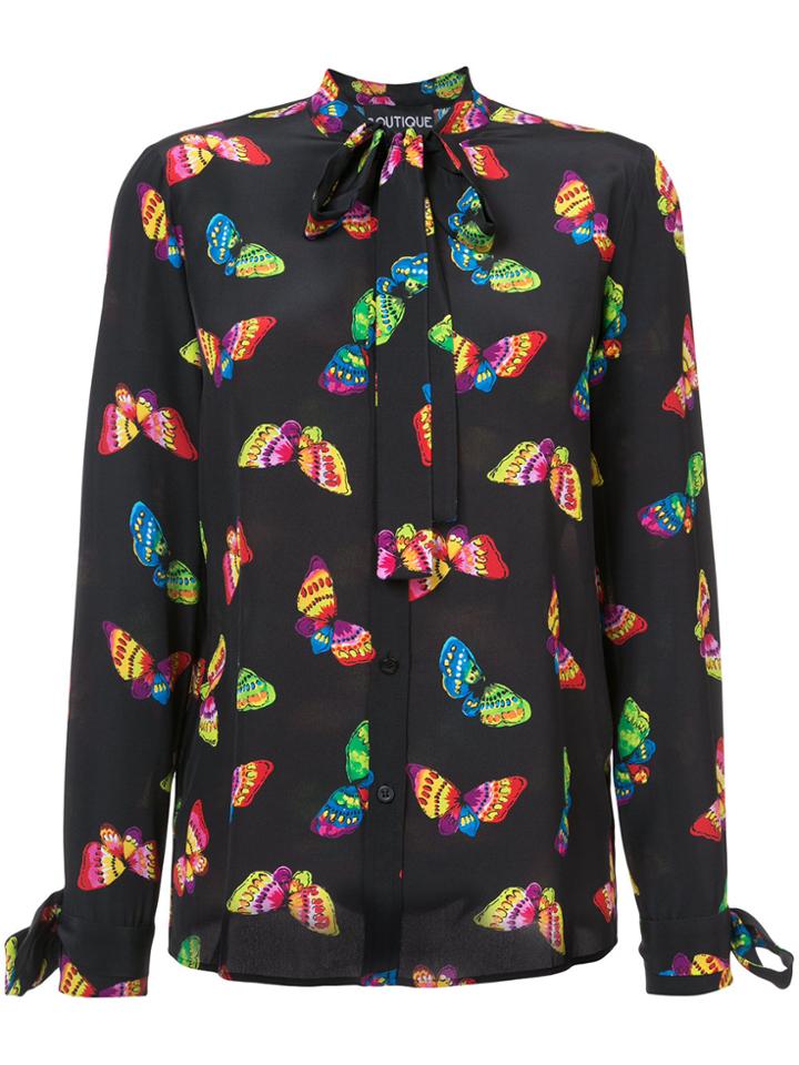 Boutique Moschino Butterfly Pussy Bow Blouse - Black