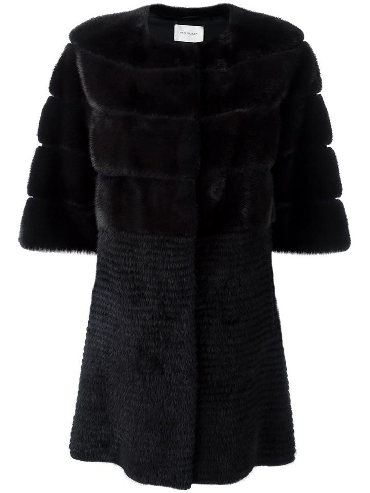 Yves Salomon Shortsleeved Buttoned Jacket, Women's, Size: 38, Black, Mink Fur/silk/cashmere