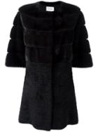 Yves Salomon Shortsleeved Buttoned Jacket, Women's, Size: 38, Black, Mink Fur/silk/cashmere