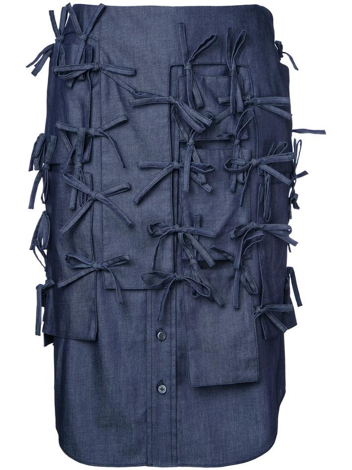 Facetasm Strings Denim Skirt, Women's, Size: 2, Blue, Cotton