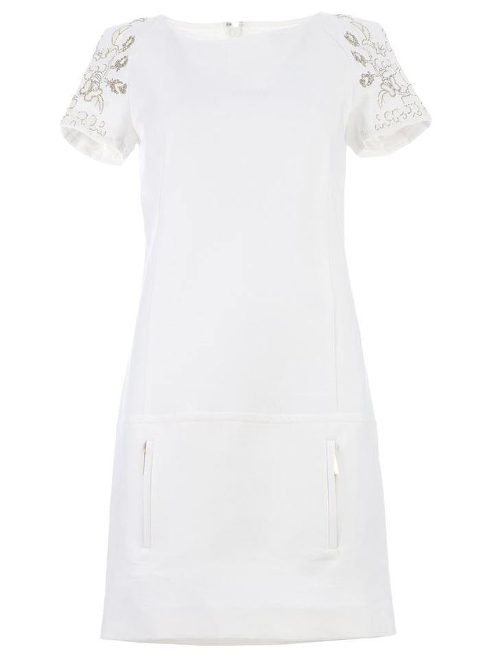 Emilio Pucci Bead Detail Dress, Women's, Size: 44, White, Cotton/acetate/cupro/spandex/elastane