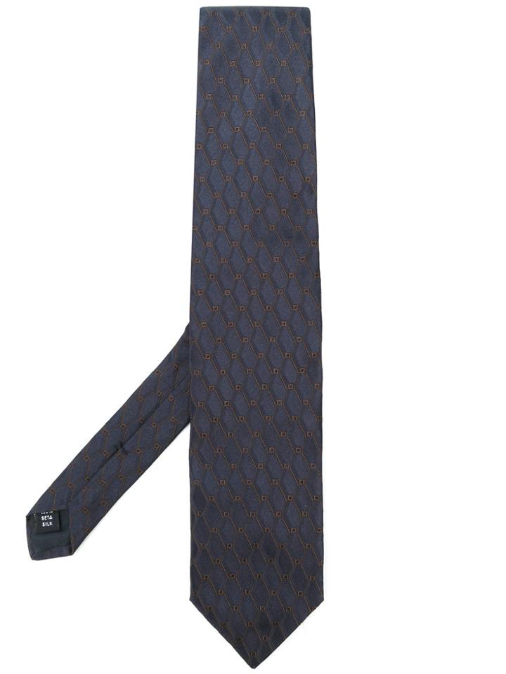 Fashion Clinic Timeless Geometric Pattern Tie - Blue