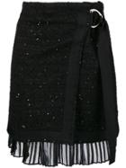 Karl Lagerfeld Scattered Sequin Bouclé Wrap Skirt - Black