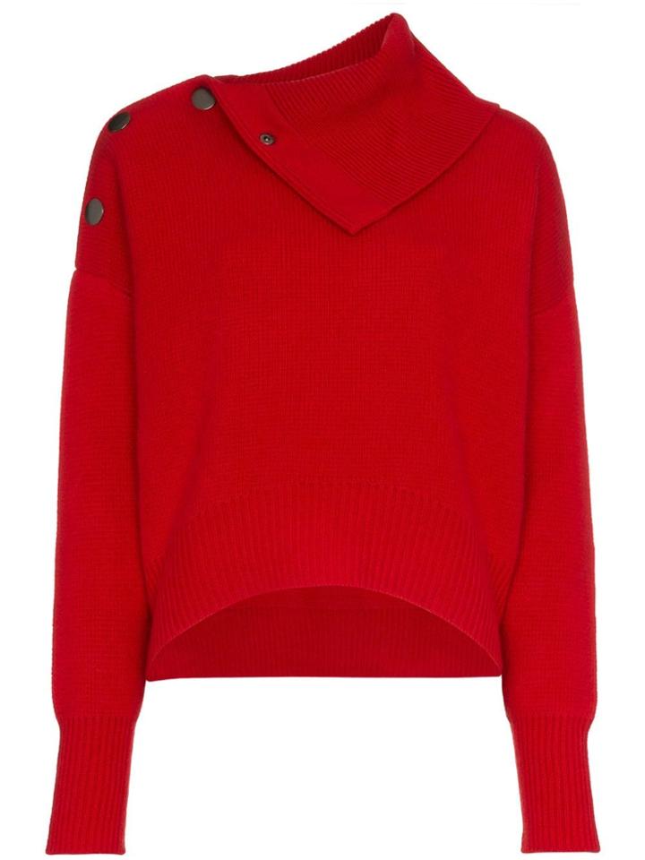 Le Kasha Etretate Button Detail Cashmere Roll-neck Jumper - Red