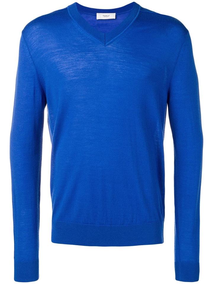 Pringle Of Scotland V-neck Merino Wool Jumper - Blue