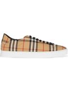 Burberry Vintage Check And Leather Sneakers - Neutrals