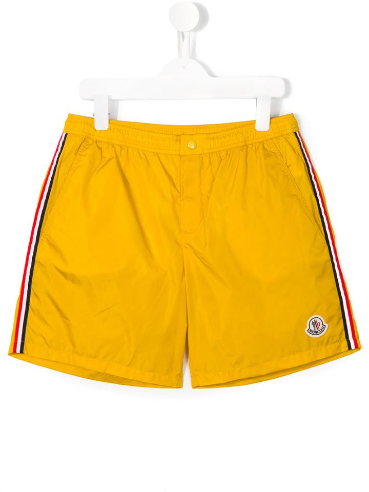 Moncler Kids Side Stripe Swim Shorts, Boy's, Size: 14 Yrs, Yellow/orange