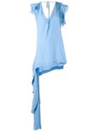 Marni Asymmetric Draped Top, Women's, Size: 40, Blue, Acetate/silk