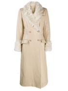 Miu Miu Fur-lined Double-breasted Coat - Neutrals