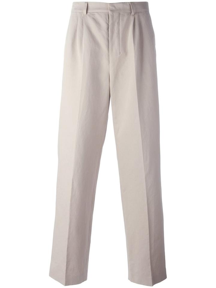 Ami Alexandre Mattiussi Double Pleat Wide Leg Trousers, Size: 38, Nude/neutrals, Cotton