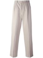 Ami Alexandre Mattiussi Double Pleat Wide Leg Trousers, Size: 38, Nude/neutrals, Cotton