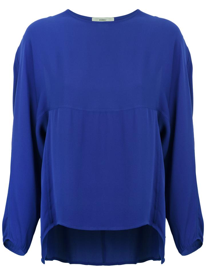 Egrey Panelled Silk Blouse - Blue