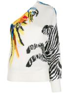 Krizia One-shoulder Embroidered Sweater - Multicolour