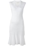 Michael Michael Kors Frill-hem Fitted Dress, Women's, Size: Medium, White, Viscose/polyamide/spandex/elastane