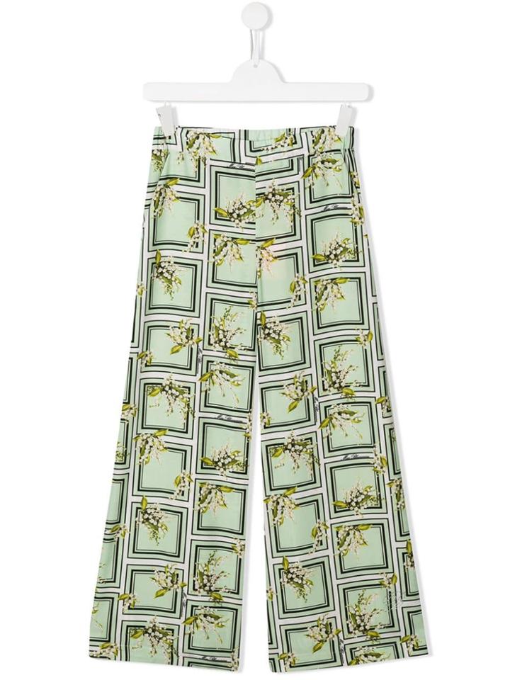 Miss Blumarine Printed Straight-leg Trousers - Green