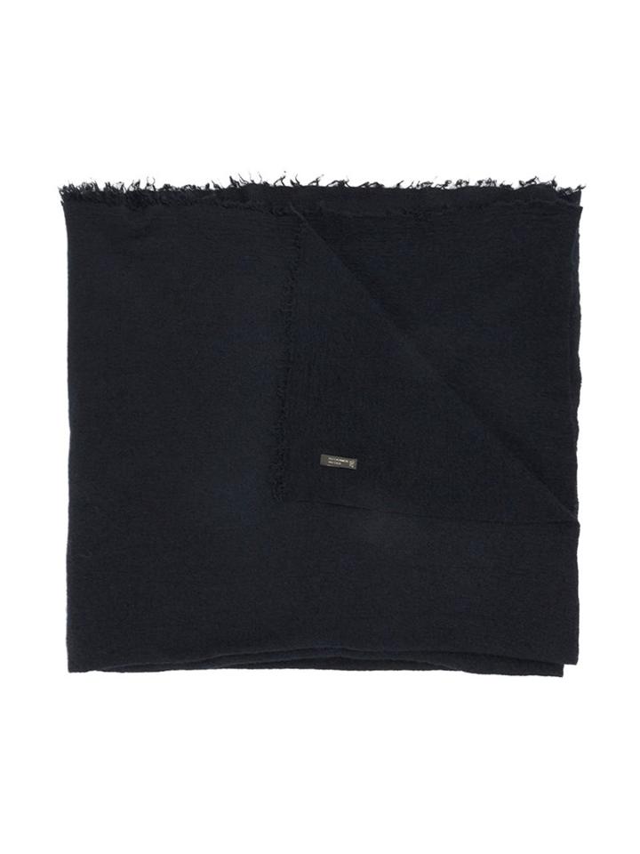 Faliero Sarti Raw Edge Scarf, Adult Unisex, Black, Silk/cashmere