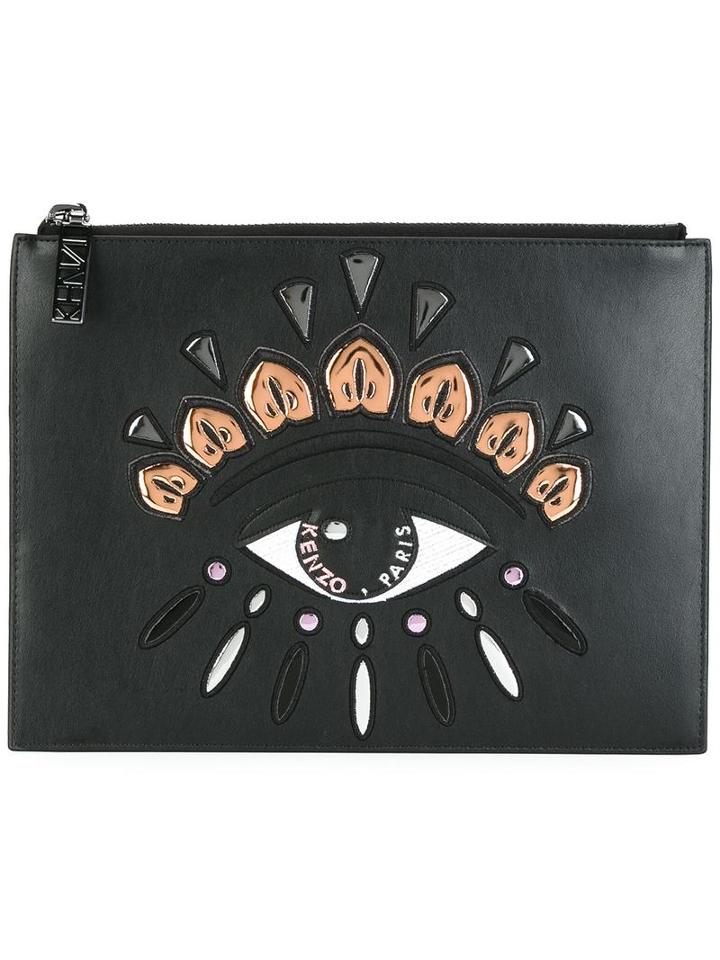 Kenzo 'eye' Clutch, Women's, Black, Leather/nylon/cotton