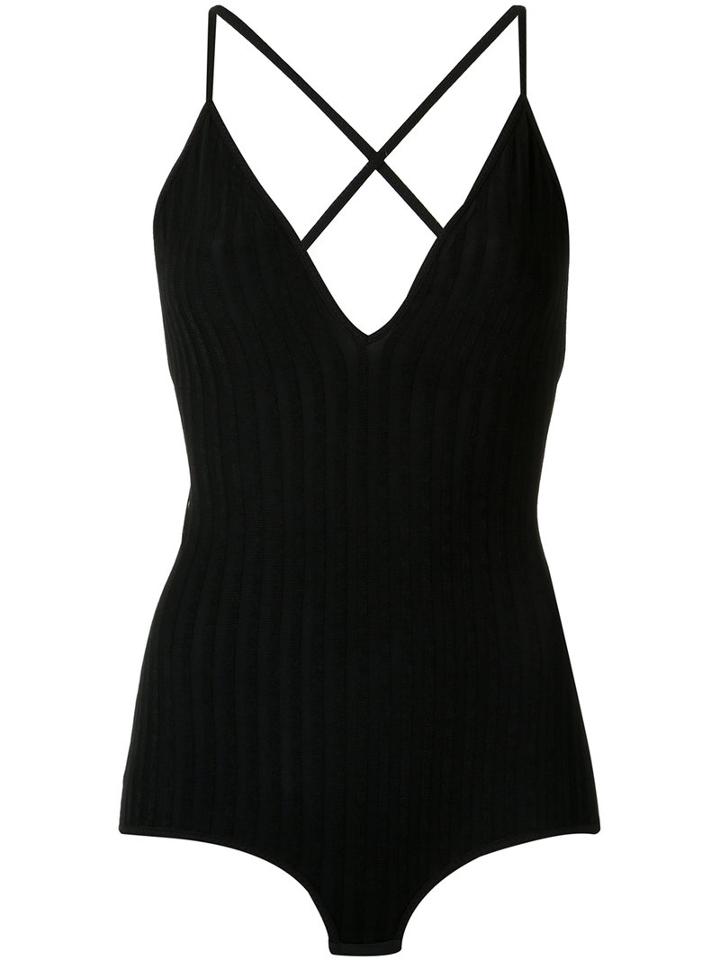 Giuliana Romanno - Ribbed Body - Women - Elastodiene/polyamide - G, Black, Elastodiene/polyamide
