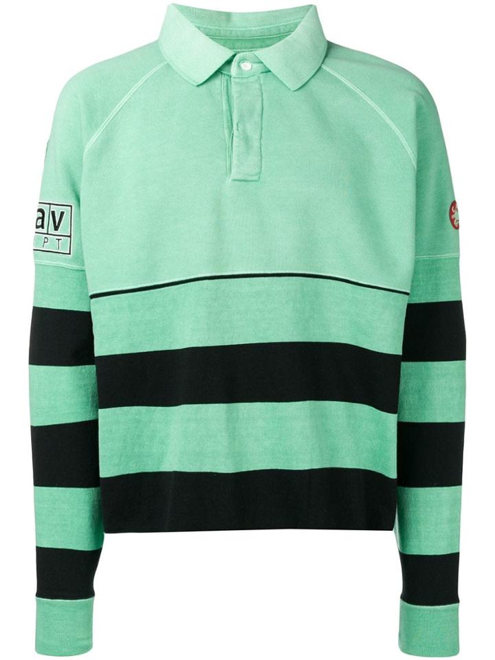 C.e Striped Long-sleeve Polo Top - Green