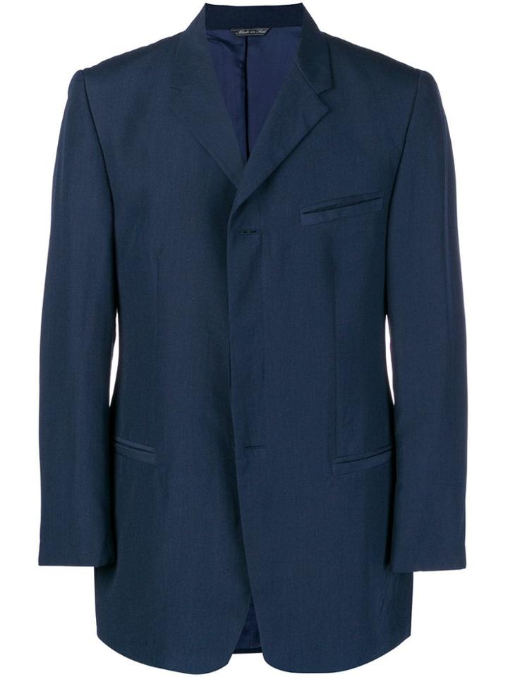 Versace Vintage Classic Lapels Straight Blazer - Blue