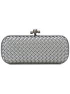 Bottega Veneta Knot Clutch, Women's, Grey, Leather/viscose