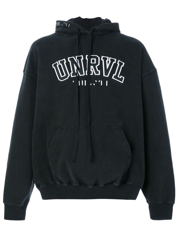Unravel Project Strap Detail Logo Hoodie - Black