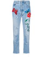 History Repeats Embroidered Jeans - Blue