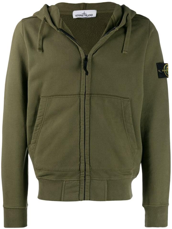 Stone Island Hooded Badge Jacket - Green