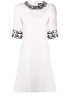 Dolce & Gabbana Sequin Trim Skater Dress - White