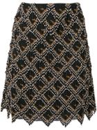Fendi Geometric Embellished Skirt - Black