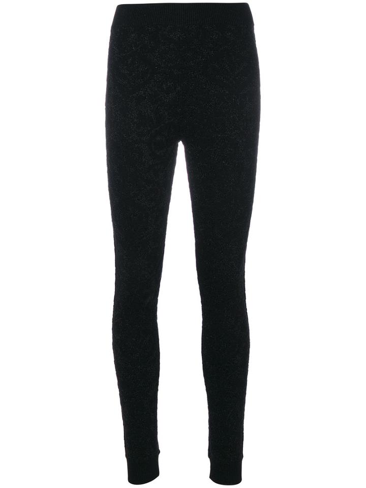 Fendi - Shimmer Leggings - Women - Polyamide/polyester/wool - 40, Black, Polyamide/polyester/wool