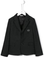 Dolce & Gabbana Kids Crown Embroidered Blazer, Boy's, Size: 12 Yrs, Black