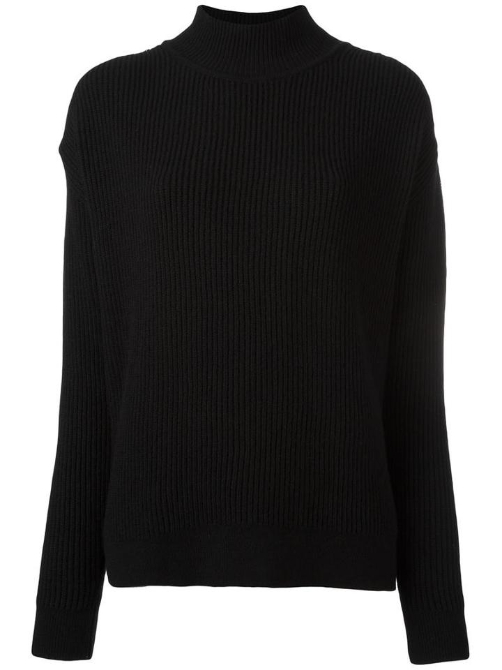 Mugler High Neck Jumper, Women's, Size: Medium, Black, Cashmere/wool/brass