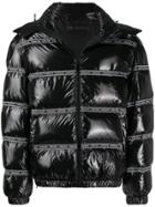 Versace Logo Trimmed Puffer Jacket - Black