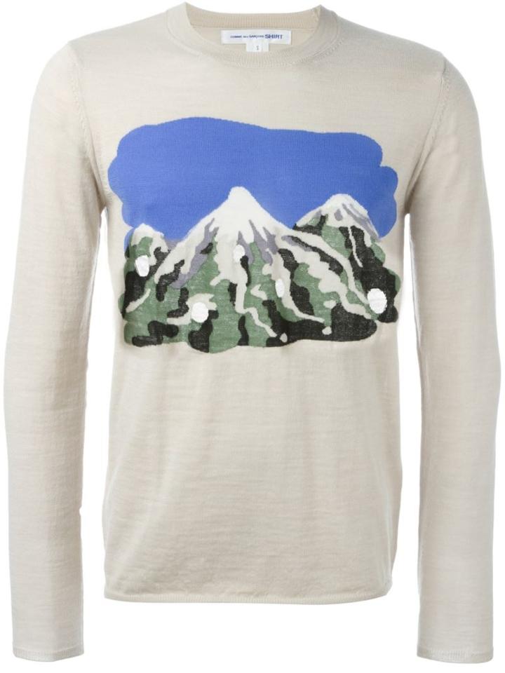 Comme Des Garçons Shirt Mountain Intarsia Jumper, Men's, Size: Medium, Nude/neutrals, Cotton/acrylic/wool