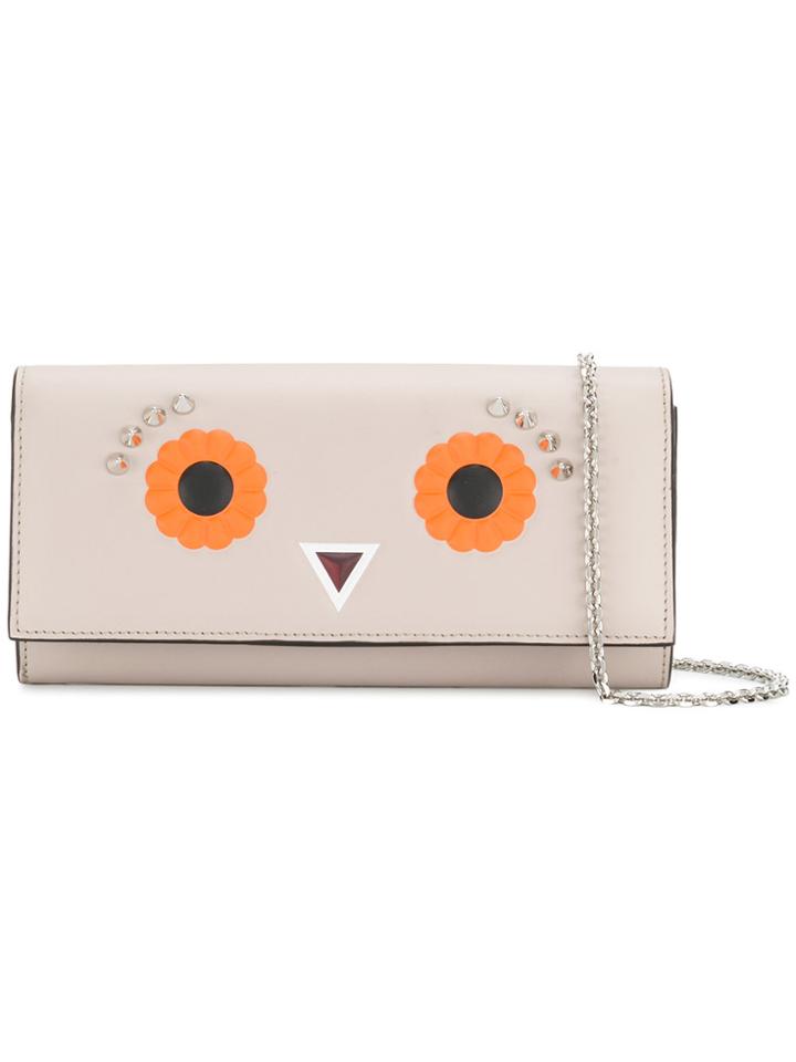Fendi Eyes Embroidered Clutch - Grey