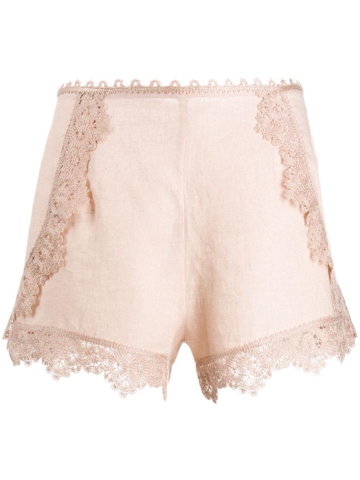 Ermanno Scervino Embroidered Trim Shorts - Neutrals
