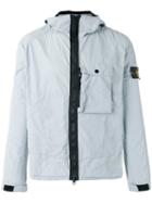 Stone Island Contrast Hooded Jacket, Men's, Size: Medium, Grey, Polyester/polyamide
