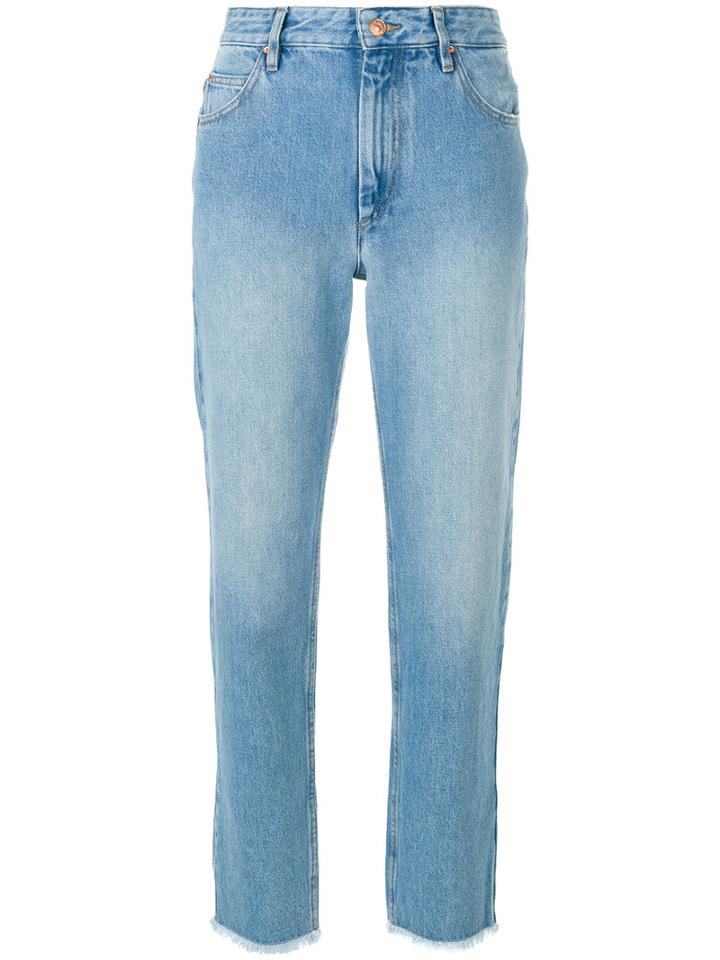Isabel Marant Étoile - Slim-fit Frayed Trim Pants - Women - Cotton - 42, Blue, Cotton