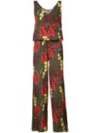 P.a.r.o.s.h. - Floral Sleeveless Jumpsuit - Women - Silk - 40, Green, Silk