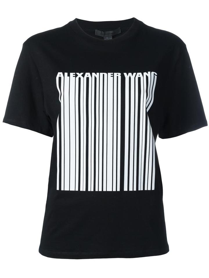 T By Alexander Wang Bonded Barcode T-shirt, Women's, Size: Medium, Black, Cotton