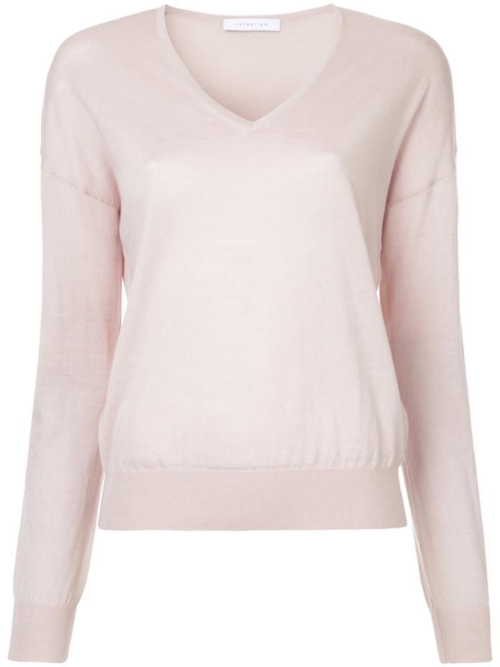 Estnation V-neck Sweatshirt - Pink & Purple