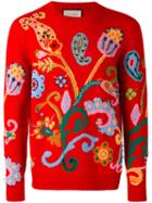 Gucci - Paisley Intarsia Sweater - Men - Acrylic/polyamide/polyester/metallic Fibre - M, Red, Acrylic/polyamide/polyester/metallic Fibre